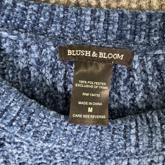 Blush & Bloom Womens M Colorblock Knit Sweater Blue Pink Y2K Preppy Cozy Cottage - Picture 2 of 10